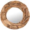 DESIGN DELIGHTS Specchio rotondo da parete in teak da 60, in legno di teak (eroso), naturale, Ø 60 cm, con cornice in legno
