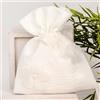 Doni Bomboniere Prima 12PZ Sacchetto Portaconfetti Bianco con Applicazioni Comunione Santa Cresima Matrimonio Anniversario di Fiorellini in Tessuto Idee Regalo Complete Originali Economiche