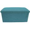 Rebecca Mobili Cassapanca baule, pouf contenitore per ordine casa camera bambini, azzurro turchese, cotone - 37 x 76 x 38 cm (HxLxP) - Art. RE6173