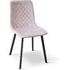 PAZZO DESIGN Sedia Arianna, set da 4 sedie, Rosa, sedie velluto, gambe metallo - id_1950