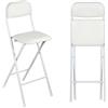 Generic Sgabello Alto Pieghevole Imbottito 65cm con Schienale, Sedia da Bar Richiudibile 70cm con Poggiapiedi per Cucina, Ufficio, Negozio(White,70cm/28in)