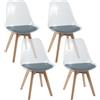 COSTWAY Set di 4 Sedie da Cucina Trasparenti, Sedie per Sala da Pranzo Moderne con Gambe in Legno e Seduta Imbottita, Sgabello senza Braccioli per Soggiorno e Camera da Letto, Portata 150 kg (Grigio)