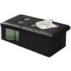 GD LOVE YOUR HOME Pouf Pieghevole in Ecopelle,Sgabello Contenitore Pouf Portaoggetti Sedile Imbottito Sgabello,Con pietre decorative. (Nero)