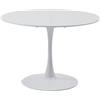 BenyLed Tavolo da Pranzo Rotondo da 110 cm, Tavolino da Pranzo Moderno Mid-Century con Base in MDF e Piedistallo, Bianco