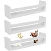 TNTGMG Mensole da parete, 3 scaffali sospese, in legno, 10 × 10 × 42 cm, moderna scaffalatura decorativa per cameretta dei bambini, camera da letto, bagno, cucina e molto altro (bianco)