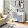 [en.casa] Cassettiera con 2 Scomparti Chiusi da Anta a Serrandina Comodino a 2 Cassetti Armadietto 72x80x40 cm per Soggiorno Camera da Letto - Bianco/Grigio