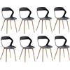 BenyLed Set di 8 Sedie da Pranzo Moderne, Sedie da Cucina con Piedini in Metallo (Texture Originale del Legno), Ideale per Cucine, Sale da Pranzo, Ristoranti e altri Luoghi Pubblici (Nero)