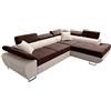 Robin Inspire Saturn Premium Divano angolare con funzione letto cassetto per biancheria e cuscini Poggiatesta regolabili stile moderno marrone e crema angolo a destra 272 x 200 x 90