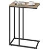WOLTU Tavolino a Forma di C, Tavolino Compatto con Struttura in Metallo e Piano in Legno Ingegnerizzato, per Divano/Letto/Soggiorno/Camera da Letto, L45xP25xH63,5cm, Grigio Effetto Legno
