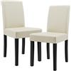 [en.casa] Set di 2 Sedie Imbottite da Sala con Gambe in Legno Massiccio Rivestimento in Similpelle Sedie da Cucina Salotto Ufficio - Colore Crema/Avorio