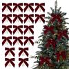 Generico 24 Fiocchi Natalizi in Velluto, 8,9cm Fiocchi Velluto per Alberi di Natale, Ghirlande,Avvolgimento Regalo, Artigianato, Matrimoni, Feste