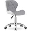 Home Collective Sedia girevole sedia da ufficio sedia da scrivania rivestita in ecopelle grigio chiaro e bianco | Regolabile in altezza con sedile ergonomico