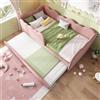 Trdlpyn Divano Letto 90x190cm con letto Estraibile 90x190cm, Letto Imbottito Lino con Rete a Doghe, Senza Materasso, Rosa