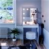 Vicco Tavolo da toeletta Isabelle, Bianco, 60 cm con illuminazione LED e sgabello, Salvaspazio e funzionale allo stesso tempo