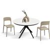 PAZZO DESIGN Tavolo Rotondo Allungabile Karem, Tavolo Soggiorno, Cucina, Gambe Incrociate Shangay Nere, Made in Italy, Bianco Frassinato, da 120 a 170 cm - id_1986