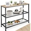 tectake® Tavolo Console, Struttura in Acciaio, Piano in Legno, Due Grandi Piani in Reticolato, Piedi Regolabili, Mobile Ingresso, Soggirno, Stile Industriale - Industriale Legno Chiaro, Rovere Sonoma