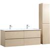 MOB-IN Mobile da bagno doppio lavabo 120 cm + colonna in rovere Sorrento