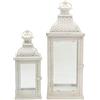 Rebecca Mobili Set 2 Lanterne Porta Candela Bianche, Metallo Pvc, Stile Vintage, Giardino Soggiorno - Misure: 50x19x19 (HxLxP) - Art. RE6555
