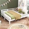 Merax Lettino per bambini 90 x 190 cm, funzionale letto per gli ospiti in legno massello, letto in legno con rete a doghe e protezione dalle cadute, letto estraibile singolo e matrimoniale, per