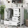 Lcoho 76 x 46 x 83,5 cm, mobile da bagno con lavabo, lavabo, laccato, scaffale per porta, tre cassetti silenziosi, lavabo in ceramica integrato (bianco)
