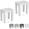 Inbagno Sgabello Bagno Doccia Multiuso Lello Alta Resistenza, 38x29x41 cm Effetto Legno, Portata 150 kg (2, Bianco)