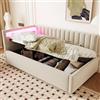 Trdlpyn Divano Letto Imbottito 90x200, Letto Singolo con illuminazione a LED e Contenitore Idraulico, Testiere Laterali con Posizioni Intercambiabili, Struttura del letto con Rete a doghe, Tessuto in velluto