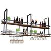 Generisch Scaffale da soffitto per vino, da appendere, con supporto in vetro, a 2 strati, industriale, per la casa, la sala da pranzo, la cucina