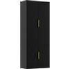 UEV Credenza Cucina Alta 150CM Design Diamante, Armadietto Highboard con 4 Ante, Grande Spazio di Archiviazione, Armadio Buffet Cucina Sicuro con Design Antiribaltamente, 60 x 30 x 150 cm, Nero