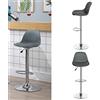 TUITUI Set di 2 Sgabelli Cucina Moderni, Sgabello Polipropilene con Cuscino in Similpelle PU, Sgabello Penisola Cucina con Schienale e Poggiapiedi, Sgabello Bar Alto Regolabile in Altezza 55-75 cm (Grigio)