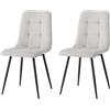 GrandCA HOME Set di 2 Sedie da Pranzo con Seduta Imbottita in Velluto a Coste, Sedie da Cucina Moderne con Gambe in Metallo, Grigio