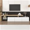 Lexiou Moderno mobile TV design: elegante e pratico, effetto legno, ripiani in vetro, illuminazione a LED (bianco)