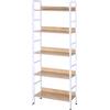 eSituro Scaffale Libreria Alta Mensole a 5 Ripiani in Acciaio Legno Mobiletto Autoportante Fioriera Scarpiera 60x27,5x160cm Bianco rovere SSTR0023