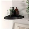 Homgoday Mensola galleggiante angolare in MDF nero, 25 x 25 x 3,8 cm, galleggiante ad angolo e da parete in legno, per camera da letto, bagno, cucina, ufficio, decorazione della stanza