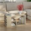 [en.casa] Tavolino da Salotto Centrale con Piano Rettangolare Tavolo Basso da Caffè con Scomparti Aperti per Soggiorno Living Studio 80 x 50 x 40 cm - Color Avorio Travertino