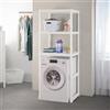 Inbagno Scaffale Sopra Lavatrice E Asciugatrice In Plastica Bianca Con 3 Ripiani Dalla Texture Antiscivolo, L 74 x P 59 x H 186 Cm, In Kit Di Montaggio Facile Da Assemblare