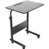 DlandHome 60 x 40 cm Tavolino Computer con Tavolino Regolabile in Altezza a Rulli con 4 Rotelle Bloccabili per Ufficio Camera da Letto,con Slot per Tablet, Nero