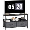 HOMCOM Mobile TV, Mobile Porta TV Fino a 47 con 2 Cassetti Pieghevoli in Tessuto e Mensola, Mobiletto per Televisore per Soggiorno, Camera da Letto e Salotto, 98x29x56 cm, Nero