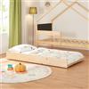 [en.casa] Letto Casetta Doppio Posto per Cameretta Bambini con Secondo Letto Estraibile Posti Letto a 90 x 200 cm Struttura in Legno di Pino Naturale