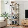 [en.casa] Libreria a 5 Ripiani Aperti con Telaio in Metallo Scaffale da Terra Mobile Espositore per Soggiorno Camera da Letto Studio 160 x 65 x 30 cm - Nero/Effetto Rovere