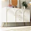 Ctastay Contenitore Ad Angolo, Credenza Con 2 Ante, 3 Cassetti e Ripiani Regolabili - Mobile da Cucina e Soggiorno, 140x40x84cm, Bianco