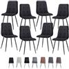 GrandCA HOME Set di 8 Sedie da Pranzo con Seduta Imbottita in Velluto a Coste, Sedie da Cucina Moderne con Gambe in Metallo, Nero