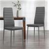 Liink1Ga La Sedia Set di 2 Sedie Imbottite Grigie Sala da Pranzo, Moderna Set 2 Sedie Scandinave in Similpelle Grigio Scuro per Cucina da Soggiorno/Ristorante/Caffetteria/Ufficio/D'attesa, Montaggio Facile