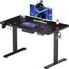 SANODESK QS1 - Scrivania seduta in piedi elettrica, 110 x 54 cm, con vassoio completo, scrivania da gioco, scrivania regolabile in altezza, con sistema anti-collaudo, funzione memoria 4 altezze