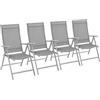 SONGMICS Sedie da Giardino, Set di 4 Sedie Pieghevoli, per Esterno, con Struttura in Metallo, Schienale Regolabile in 8 Posizioni, Capacità di Carico fino a 150 kg, Grigio GCB30GY