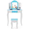 RELAX4LIFE Toeletta Trucco per Bambina, Specchiera Trucco con Sgabello e Cassetto, Toeletta in Legno, Specchio Rimovibile, per Bambini 3+ Anni (60 x 27,5 x 97,5 cm, Pois Blu)