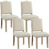 Yaheetech Set 6 Sedie Sala da Pranzo Classiche Imbottite Tessuto Gambe in Legno Sedia Moderne per Cucina Soggiorno Beige