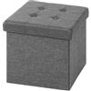 WOLTU Sedia a Cubo Pieghevole Pouf Cassapanca Poggiapiedi Panche Contenitore con Coperchio Rimovibile MDF Oxford Lino Grigio Chiaro
