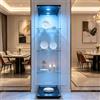 DADEA Vetrinetta in Vetro 4 Ripiani 1 Porte, Vetrina in Vetro con LED, 42,5×36,5×164 cm, Vetrina Colonna Espositiva Colonna Vetrinetta Casco con LED Vetrine per Collezionisti Vetrinette Espositive