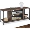 tectake® Mobile TV 110x40x50,5cm, Mobile Soggiorno 4 Ripiani Aperti, 1 Mensola Regolabile, Madia Soggiorno Moderna per TV 55 pollici e oltre, Home Theater, Casa e Cucina, Legno Industriale Scuro