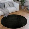Paco Home Tappeto Salotto Pelo Corto Rotondo Moderno Morbido Lavabile Monocolore, Dimensione:Ø 200 cm tondo, Colore:Nero